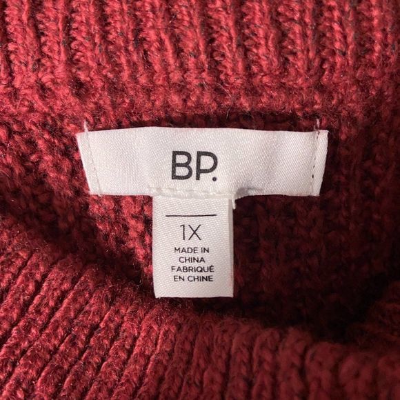 NWT BP Red Maroon Turtle Neck Balloon Sleeves Sweater (1X) - Picture 8 of 10
